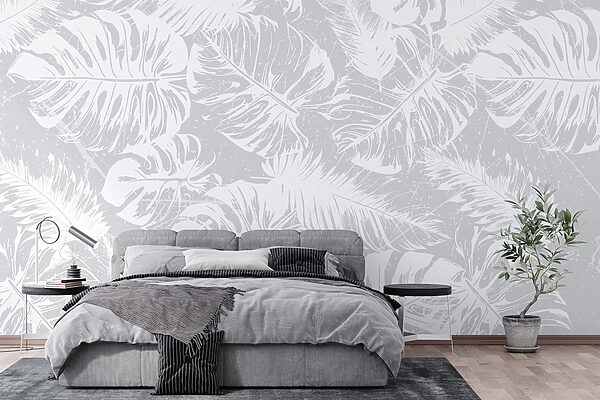 White leaves on a gray background White leaves on a gray background