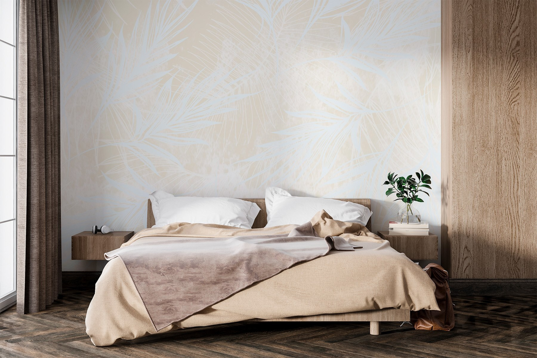 White pattern with white leaves