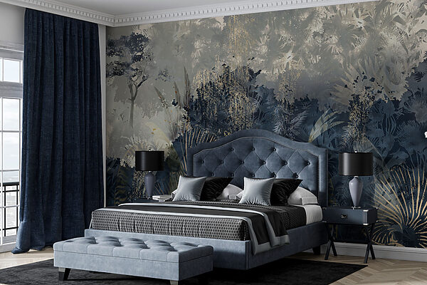 Serene forest with layered textures Wall murals Serene forest with layered textures