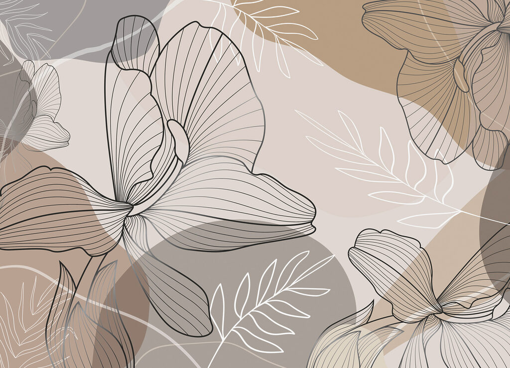 Elegant floral line art design. Elegant floral line art design.