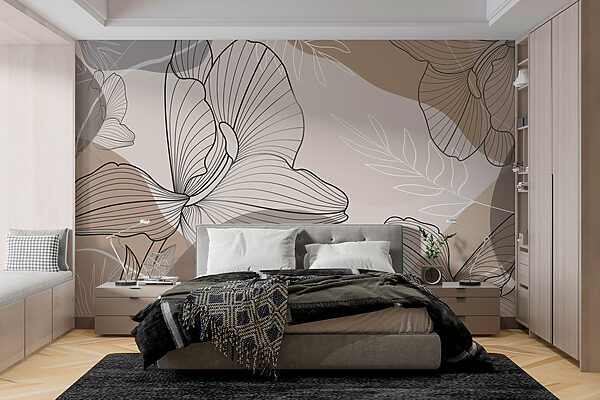 Elegant floral line art design. Elegant floral line art design.