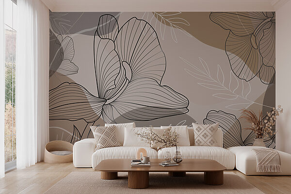 Elegant floral line art design. Elegant floral line art design.