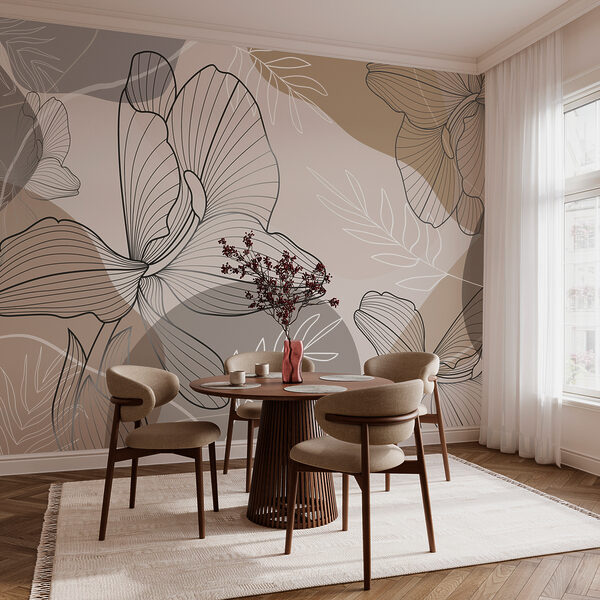 Elegant floral line art design. Elegant floral line art design.