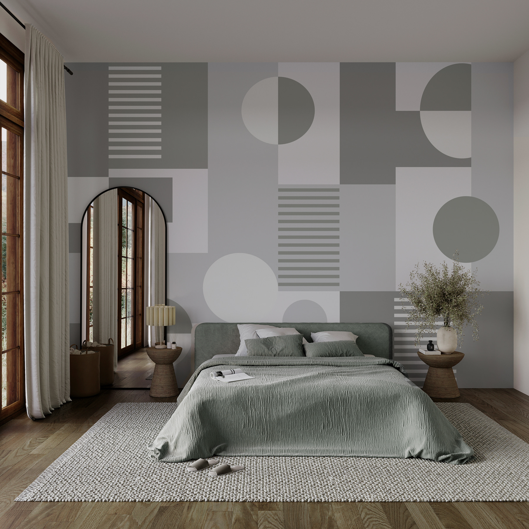 Grey and white geometrical pattern