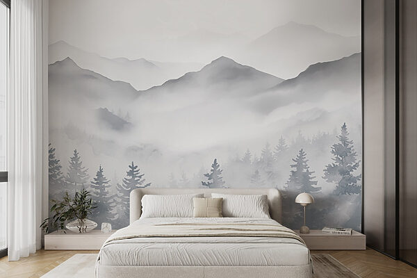 Landscape of mountains and trees Landscape of mountains and trees