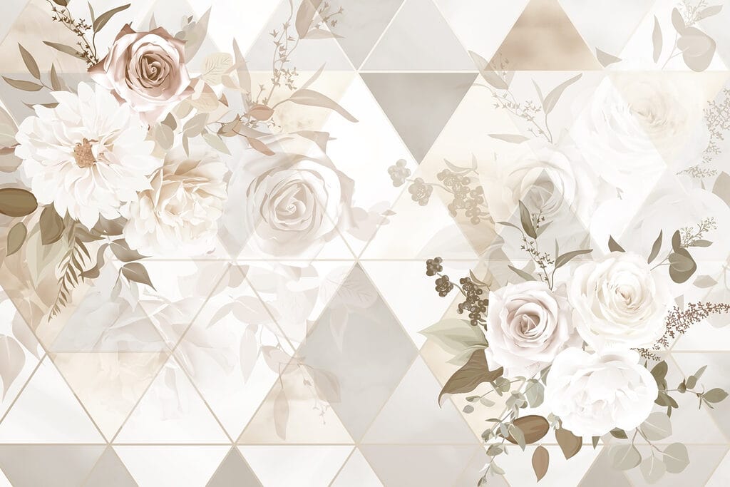 Wallpaper with flowers and triangles Wallpaper with flowers and triangles