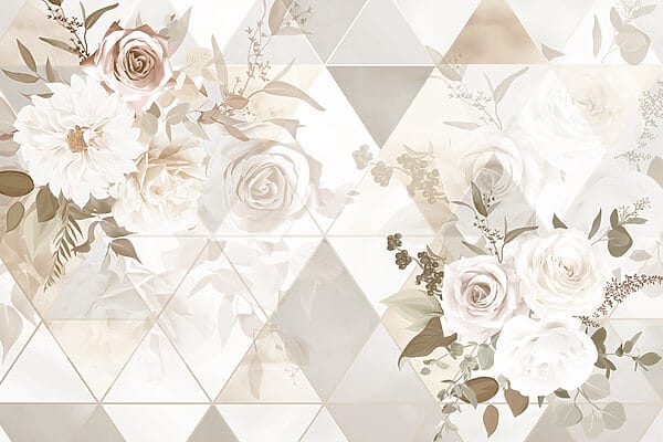 Wallpaper with flowers and triangles Wallpaper with flowers and triangles