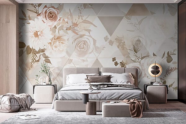 Wallpaper with flowers and triangles Wallpaper with flowers and triangles