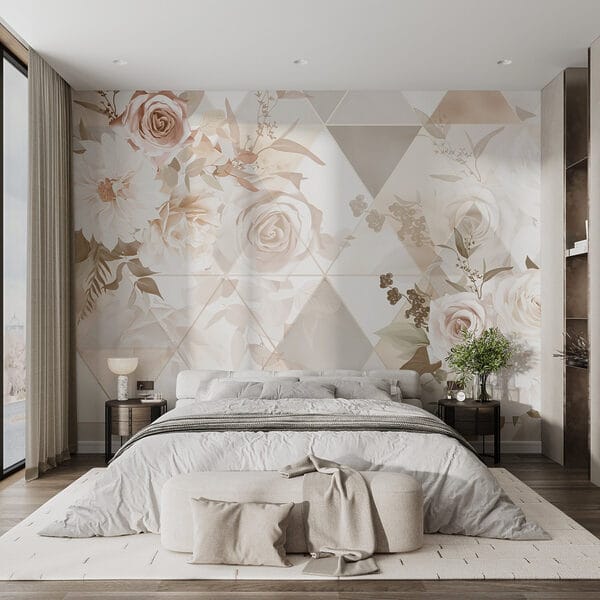 Wallpaper with flowers and triangles Wallpaper with flowers and triangles