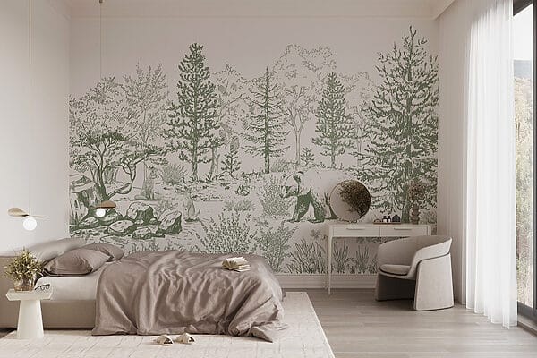 Drawing of a bear in a forest Drawing of a bear in a forest