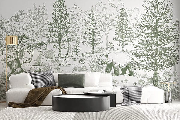 Drawing of a bear in a forest Drawing of a bear in a forest