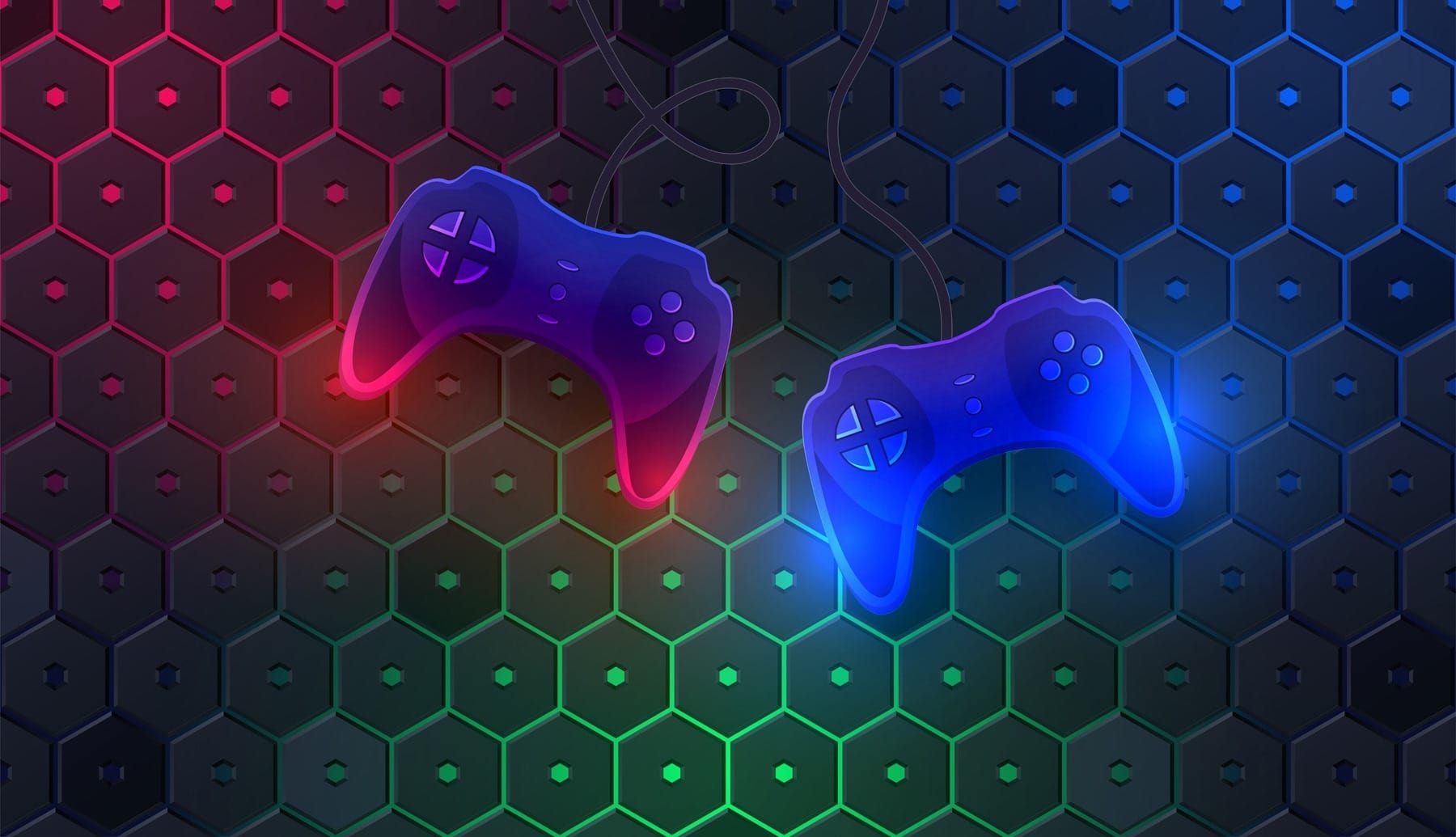 Game controller on a hexagon background Game controller on a hexagon background