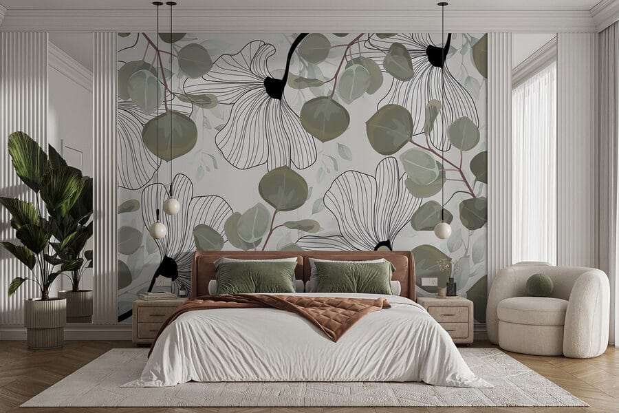Floral pattern with leaves