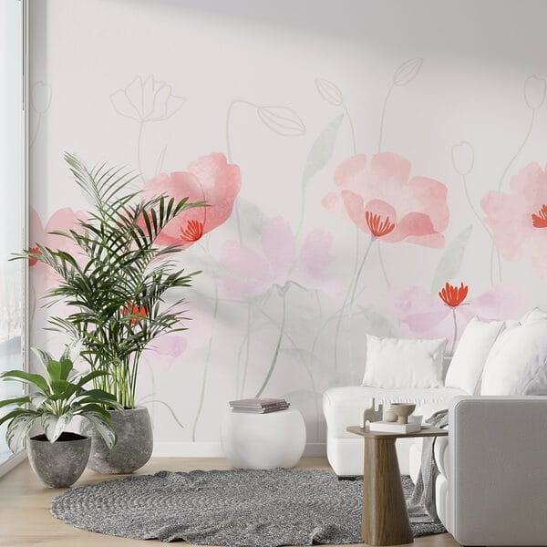 Group of pink flowers Wall murals Group of pink flowers