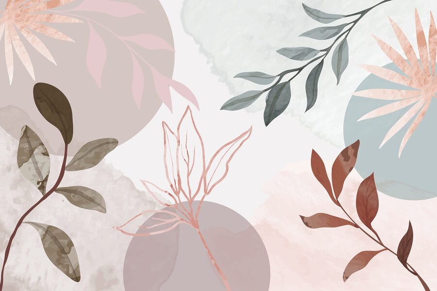 Soft botanical patterns in pastels.
