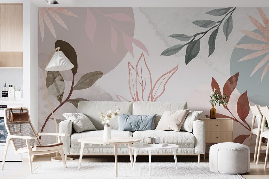 Soft botanical patterns in pastels.