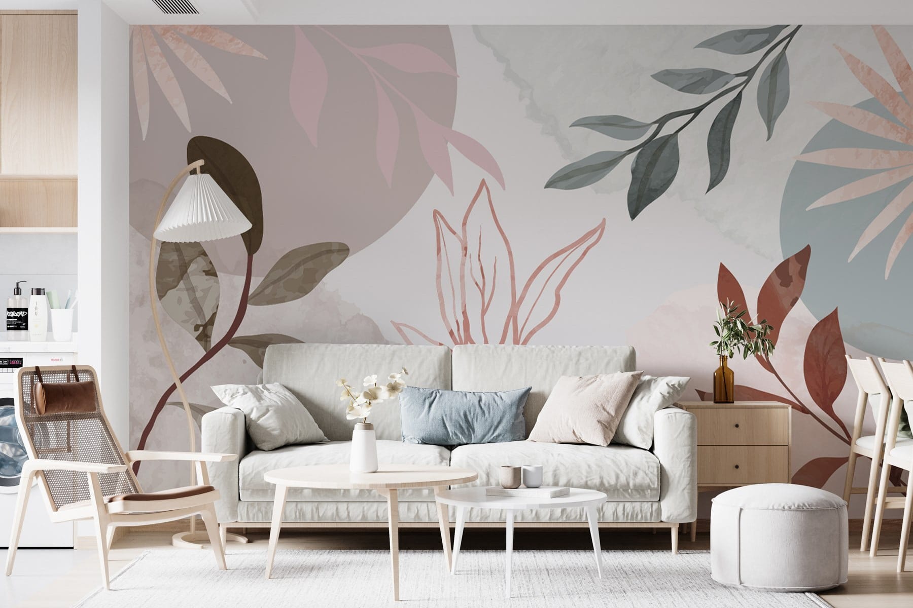 Soft botanical patterns in pastels.