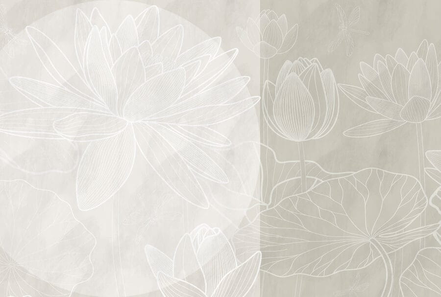 White flower drawing on a grey background