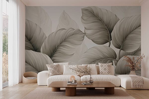 Lush leaves in soft monochrome hues Lush leaves in soft monochrome hues