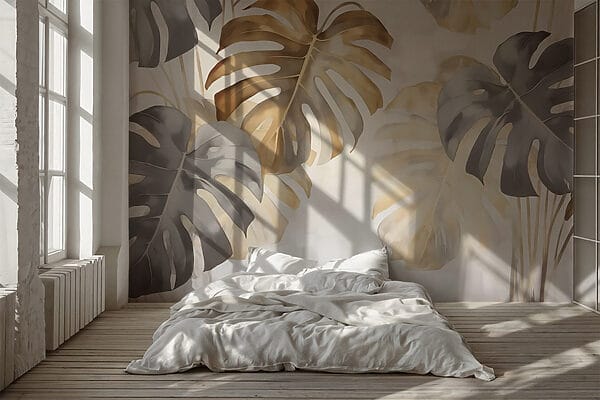 Elegant leaves in soft tones Wall murals Elegant leaves in soft tones