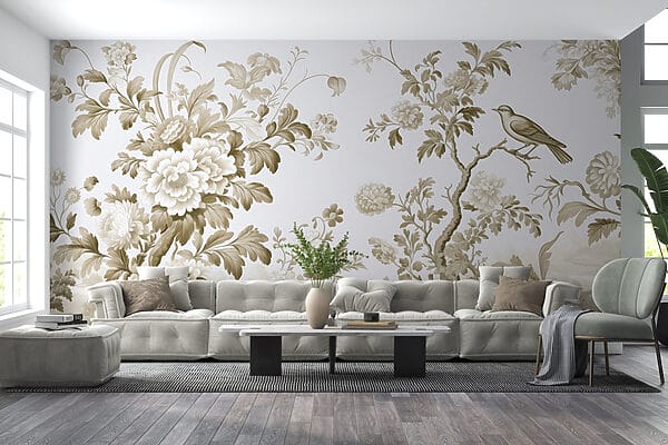 Wallpaper with flowers and trees Wallpaper with flowers and trees
