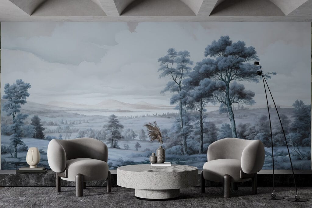 Landscape with trees and a river