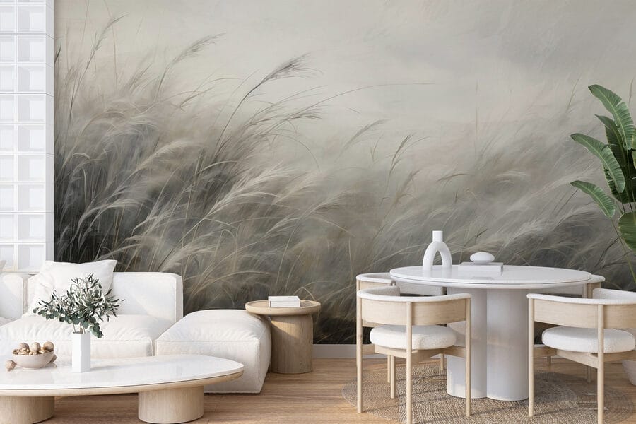 Field of grass with white clouds