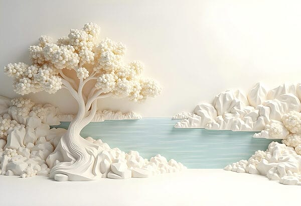 White tree and water White tree and water