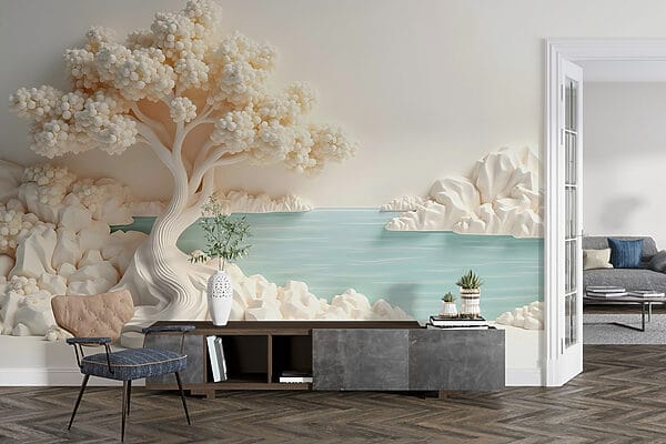 White tree and water White tree and water