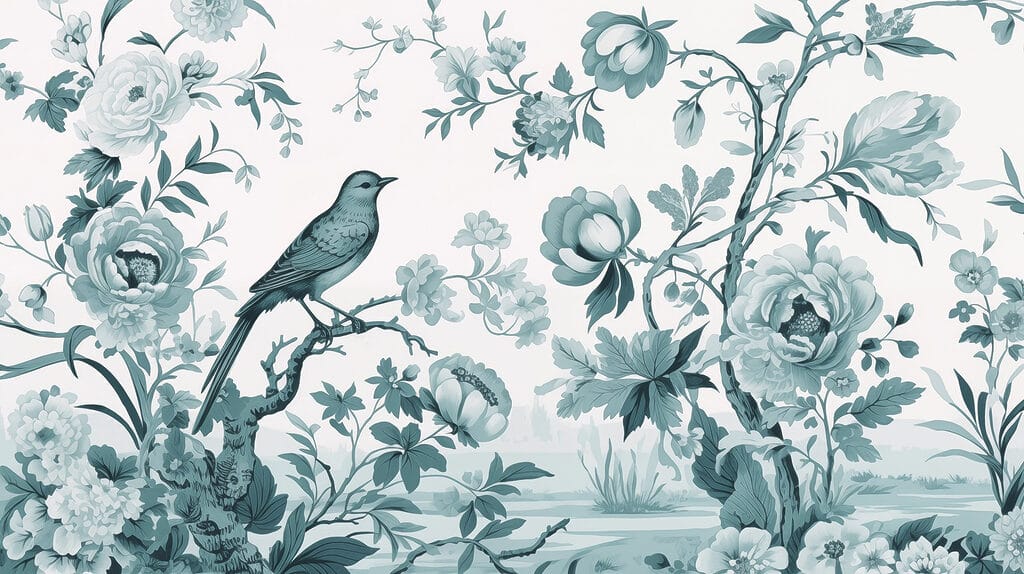 Bird on a tree branch with flowers Bird on a tree branch with flowers