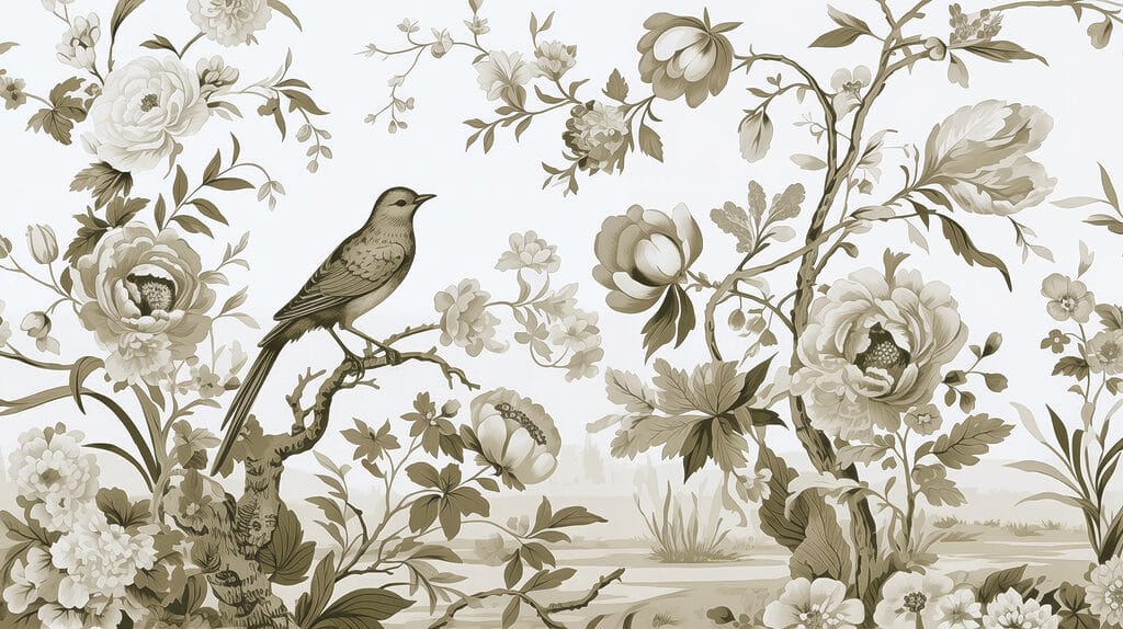 Bird on a tree branch with flowers Bird on a tree branch with flowers