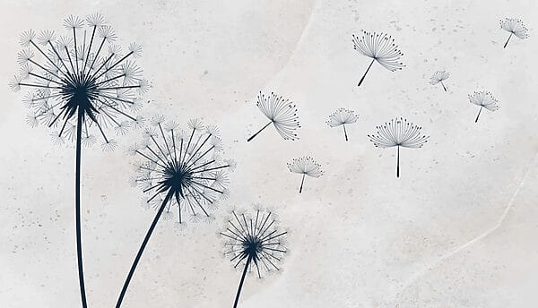 Group of dandelions flying in the air Group of dandelions flying in the air