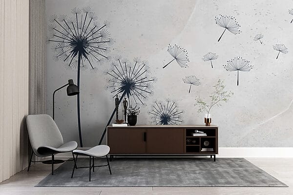 Group of dandelions flying in the air Group of dandelions flying in the air
