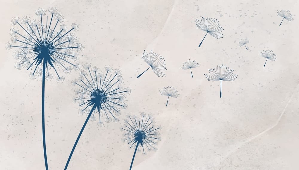 Group of dandelions flying in the air Group of dandelions flying in the air