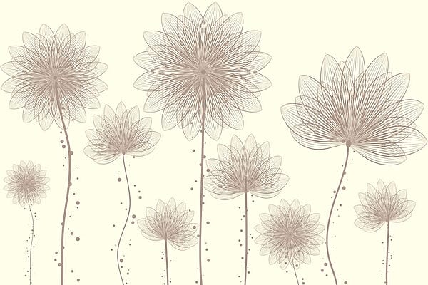 Group of flowers with lines and dots Group of flowers with lines and dots
