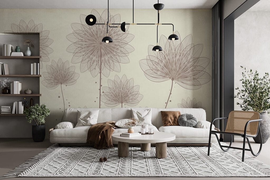 Group of flowers with lines and dots Group of flowers with lines and dots