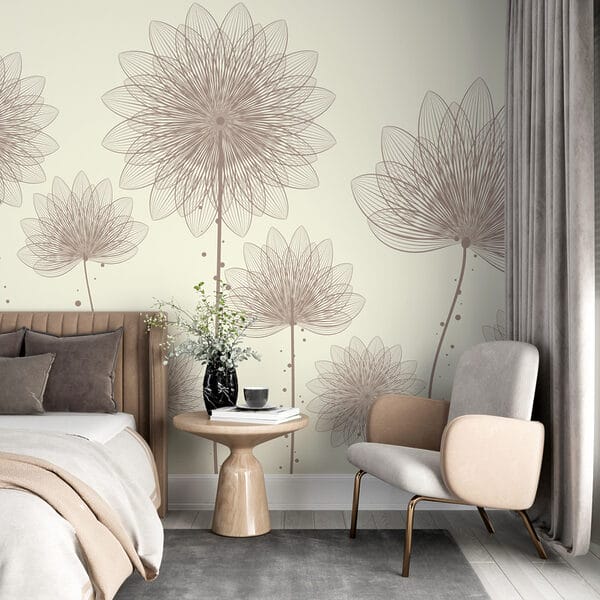 Group of flowers with lines and dots Group of flowers with lines and dots