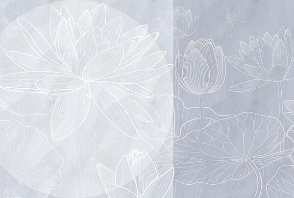 White flower drawing on a grey background White flower drawing on a grey background