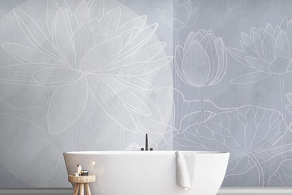 White flower drawing on a grey background White flower drawing on a grey background