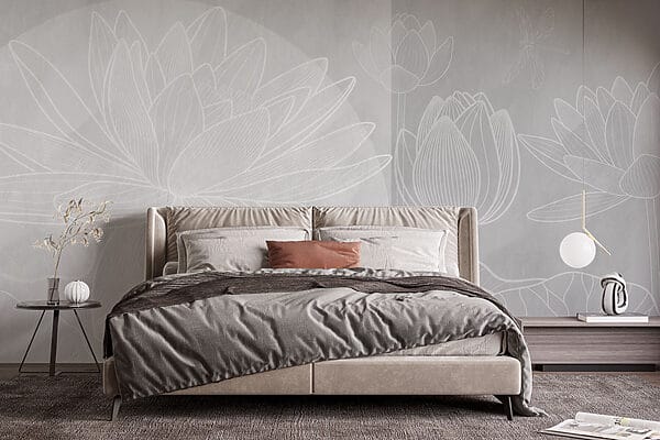 White flower drawing on a grey background White flower drawing on a grey background