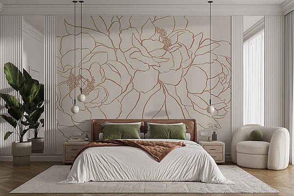 Drawing of flowers on a white surface Drawing of flowers on a white surface
