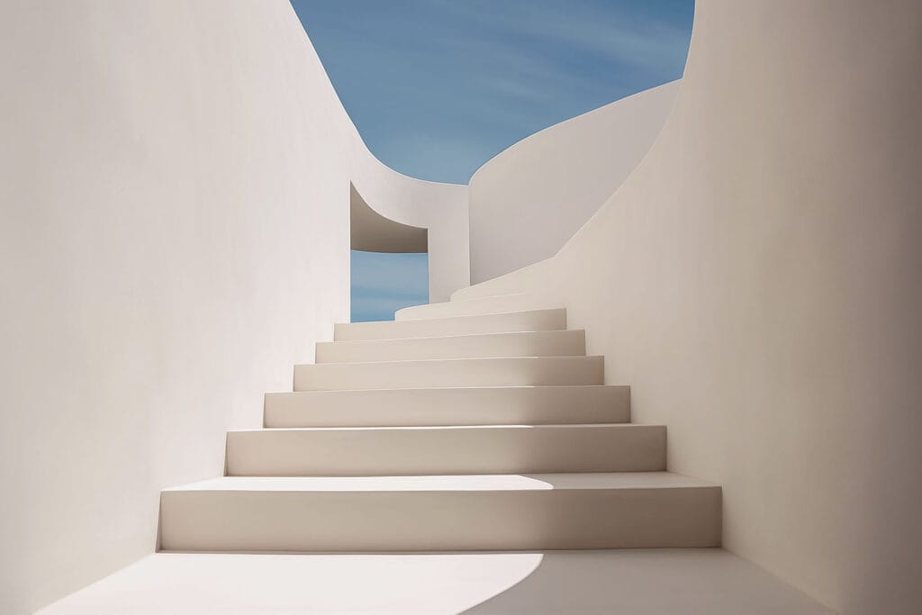 White staircase with a blue sky White staircase with a blue sky