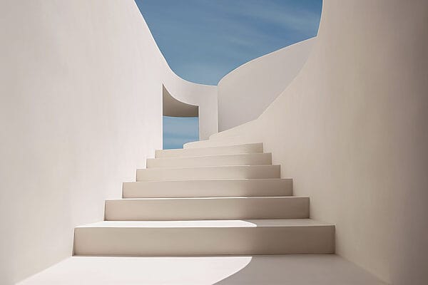 White staircase with a blue sky White staircase with a blue sky