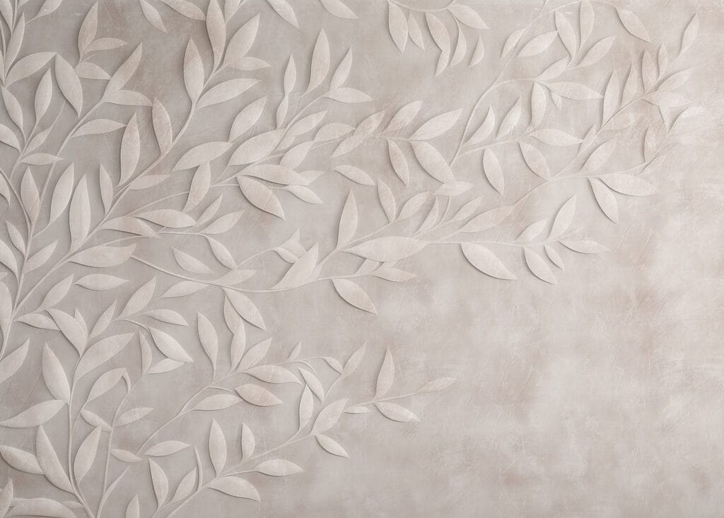 White leaf design on a wall White leaf design on a wall