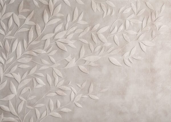 White leaf design on a wall White leaf design on a wall