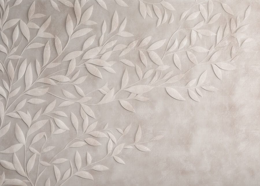 White leaf design on a wall