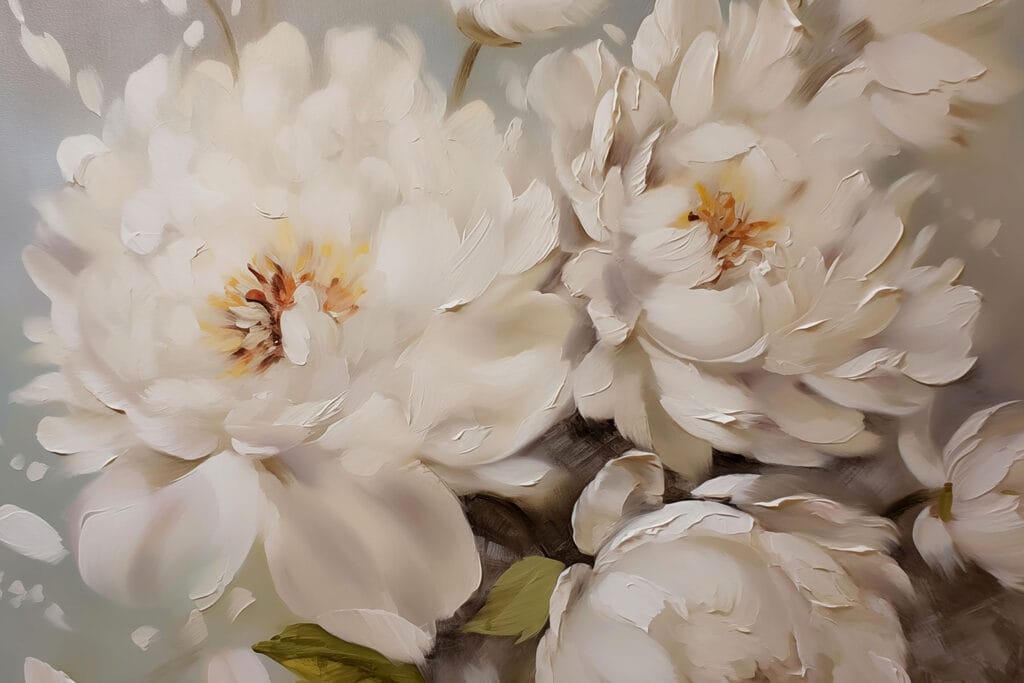 Painting of white flowers Painting of white flowers