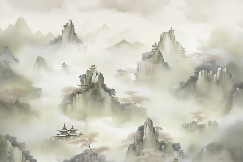 Landscape with mountains and trees Landscape with mountains and trees