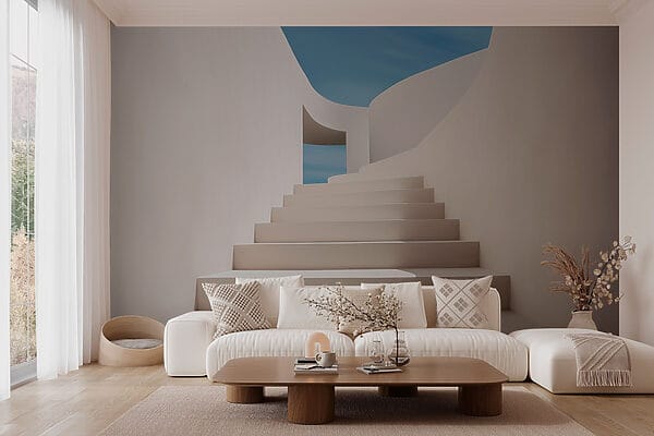White staircase with a blue sky White staircase with a blue sky