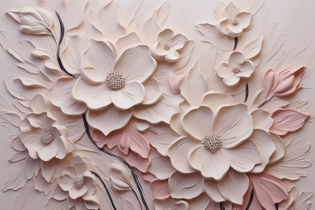 White and pink flowers on a white surface White and pink flowers on a white surface